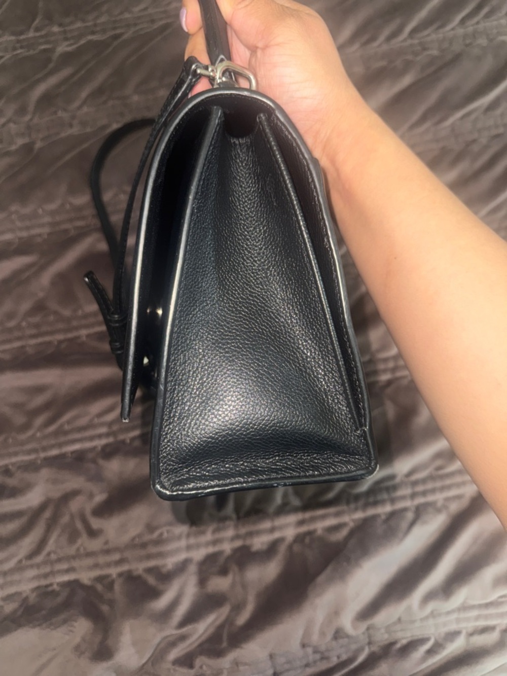 Balenciaga authentic Black Leather hourglass BB-Accent Top-Handle bag - Picture 9 of 11